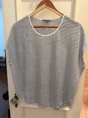 Vince White and Black Striped Short Sleeve Tee